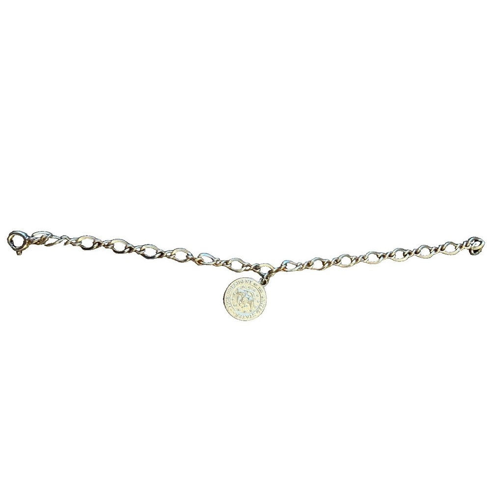 Vintage Gold Tone Vice President Seal Charm Bracelet HHH Monogram 7.5 Inch